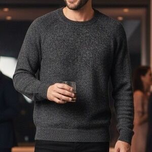 Vintage 90s Eastside Westside XL $198 Gray Marble 100% Lambswool Sweater